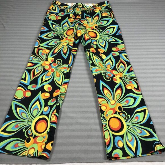 Loudmouth Golf Pants Mens 34x32 Black Multicolor Psychedelic Floral Stretch - Picture 1 of 16